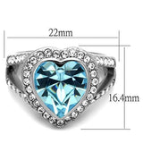 TK1582 - High polished (no plating) Stainless Steel Ring with Top Grade Crystal  in Sea Blue - Alamode