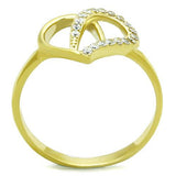 TK1586 - IP Gold(Ion Plating) Stainless Steel Ring with AAA Grade CZ  in Clear