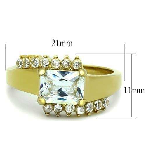 TK1588 - IP Gold(Ion Plating) Stainless Steel Ring with AAA Grade CZ in Clear - Alamode - Flyclothing LLC