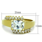 TK1588 - IP Gold(Ion Plating) Stainless Steel Ring with AAA Grade CZ  in Clear
