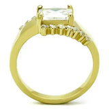 TK1588 - IP Gold(Ion Plating) Stainless Steel Ring with AAA Grade CZ  in Clear - Alamode