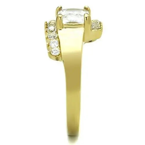 TK1588 - IP Gold(Ion Plating) Stainless Steel Ring with AAA Grade CZ in Clear - Alamode - Flyclothing LLC