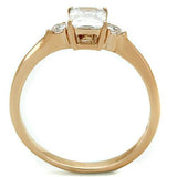 TK1589 - IP Rose Gold(Ion Plating) Stainless Steel Ring with AAA Grade CZ  in Clear - Alamode