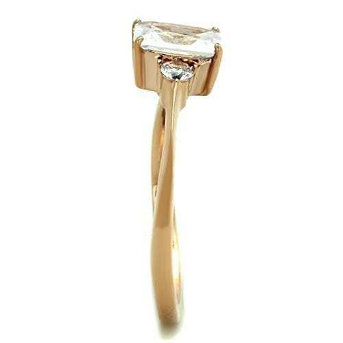 TK1589 - IP Rose Gold(Ion Plating) Stainless Steel Ring with AAA Grade CZ in Clear - Alamode - Flyclothing LLC