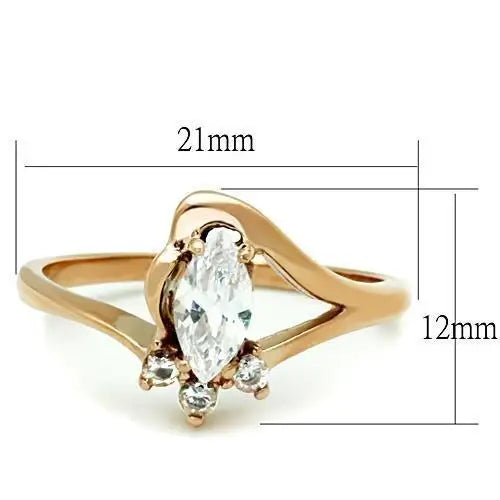 TK1590 - IP Rose Gold(Ion Plating) Stainless Steel Ring with AAA Grade CZ in Clear - Alamode - Flyclothing LLC