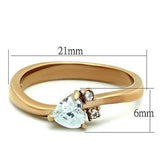 TK1591 - IP Rose Gold(Ion Plating) Stainless Steel Ring with AAA Grade CZ  in Clear - Alamode