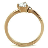 TK1591 - IP Rose Gold(Ion Plating) Stainless Steel Ring with AAA Grade CZ  in Clear - Alamode