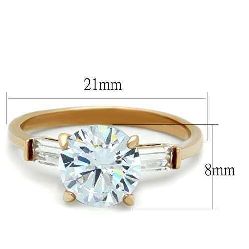 TK1595 - IP Rose Gold(Ion Plating) Stainless Steel Ring with AAA Grade CZ in Clear - Alamode - Flyclothing LLC