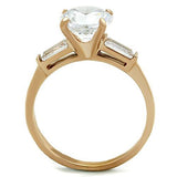 TK1595 - IP Rose Gold(Ion Plating) Stainless Steel Ring with AAA Grade CZ  in Clear - Alamode