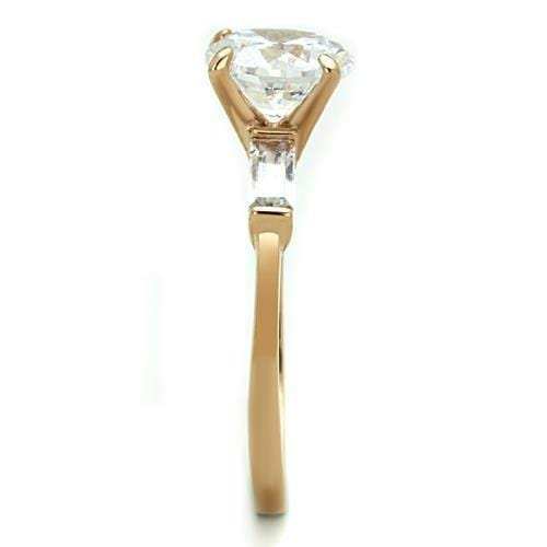 TK1595 - IP Rose Gold(Ion Plating) Stainless Steel Ring with AAA Grade CZ in Clear - Alamode - Flyclothing LLC