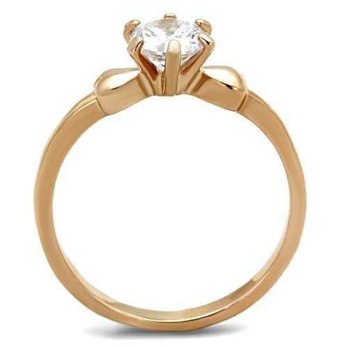 TK1596 - IP Rose Gold(Ion Plating) Stainless Steel Ring with AAA Grade CZ in Clear - Alamode - Flyclothing LLC