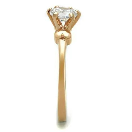 TK1596 - IP Rose Gold(Ion Plating) Stainless Steel Ring with AAA Grade CZ in Clear - Alamode - Flyclothing LLC