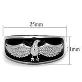 TK1597 - High polished (no plating) Stainless Steel Ring with Epoxy  in Jet - Alamode