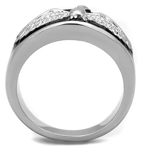TK1597 - High polished (no plating) Stainless Steel Ring with Epoxy in Jet - Alamode - Flyclothing LLC