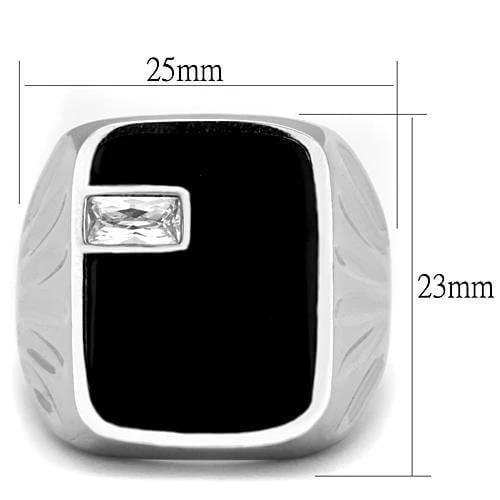 TK1598 - High polished (no plating) Stainless Steel Ring with AAA Grade CZ in Clear - Alamode - Flyclothing LLC