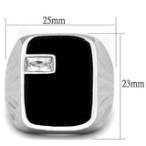 TK1598 - High polished (no plating) Stainless Steel Ring with AAA Grade CZ  in Clear - Alamode