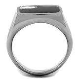 TK1598 - High polished (no plating) Stainless Steel Ring with AAA Grade CZ  in Clear - Alamode