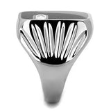 TK1598 - High polished (no plating) Stainless Steel Ring with AAA Grade CZ  in Clear - Alamode