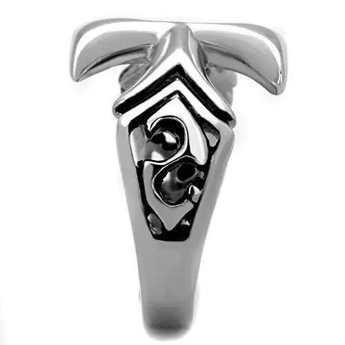 TK1602 - High polished (no plating) Stainless Steel Ring with Epoxy in Jet - Alamode - Flyclothing LLC