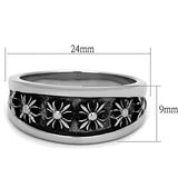TK1603 - High polished (no plating) Stainless Steel Ring with Epoxy  in Jet - Alamode