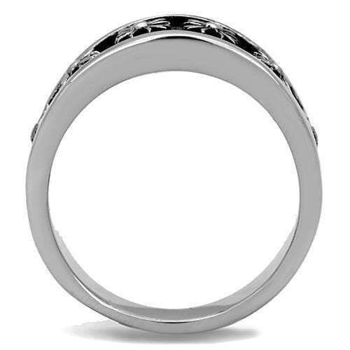TK1603 - High polished (no plating) Stainless Steel Ring with Epoxy in Jet - Alamode - Flyclothing LLC