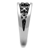 TK1603 - High polished (no plating) Stainless Steel Ring with Epoxy  in Jet - Alamode