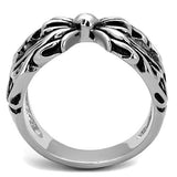 TK1605 - High polished (no plating) Stainless Steel Ring with Epoxy  in Jet - Alamode