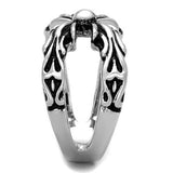 TK1605 - High polished (no plating) Stainless Steel Ring with Epoxy  in Jet - Alamode