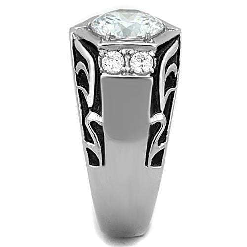 TK1606 - High polished (no plating) Stainless Steel Ring with AAA Grade CZ in Clear - Alamode - Flyclothing LLC