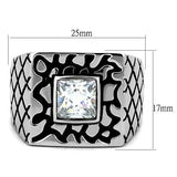 TK1607 - High polished (no plating) Stainless Steel Ring with AAA Grade CZ  in Clear - Alamode