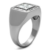 TK1608 - High polished (no plating) Stainless Steel Ring with AAA Grade CZ in Clear - Alamode - Flyclothing LLC