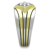 TK1610 - Two-Tone IP Gold (Ion Plating) Stainless Steel Ring with Top Grade Crystal  in Clear