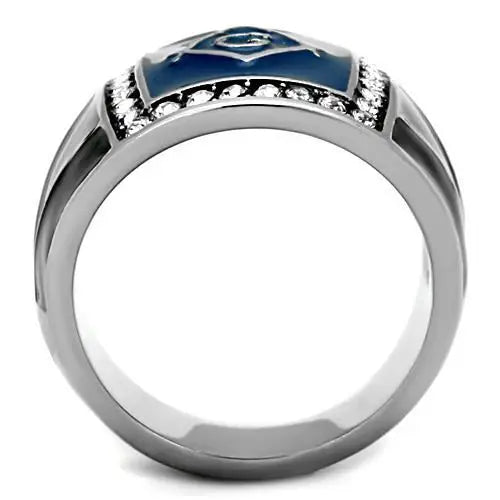 TK1612 - High polished (no plating) Stainless Steel Ring with Top Grade Crystal in Clear - Alamode - Flyclothing LLC