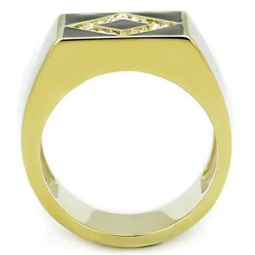 TK1613 - IP Gold(Ion Plating) Stainless Steel Ring with Top Grade Crystal in Clear - Alamode - Flyclothing LLC