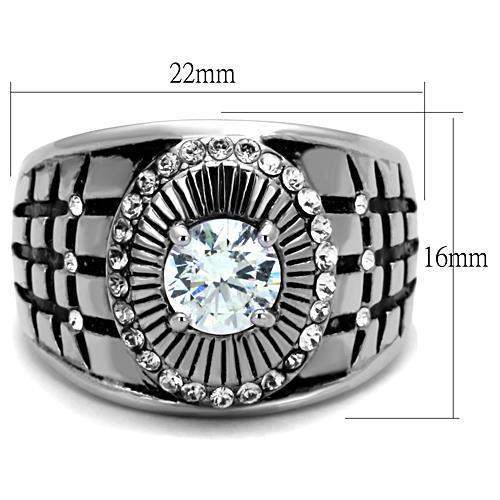 TK1614 - High polished (no plating) Stainless Steel Ring with AAA Grade CZ in Clear - Alamode - Flyclothing LLC