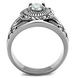 TK1614 - High polished (no plating) Stainless Steel Ring with AAA Grade CZ  in Clear - Alamode