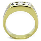 TK1615 - Two-Tone IP Gold (Ion Plating) Stainless Steel Ring with Top Grade Crystal in Clear - Alamode - Flyclothing LLC
