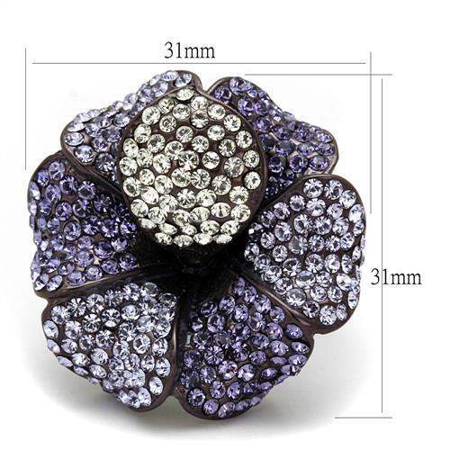 TK1618DC - IP Dark Brown (IP coffee) Stainless Steel Ring with Top Grade Crystal in Multi Color - Alamode - Flyclothing LLC