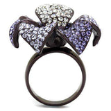 TK1618DC - IP Dark Brown (IP coffee) Stainless Steel Ring with Top Grade Crystal in Multi Color - Alamode - Flyclothing LLC