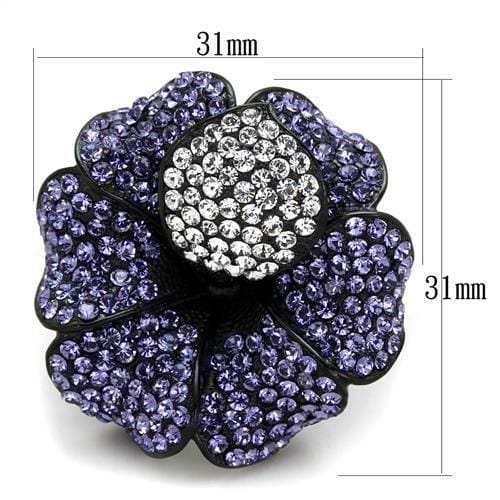 TK1618 - IP Black(Ion Plating) Stainless Steel Ring with Top Grade Crystal in Tanzanite - Alamode - Flyclothing LLC