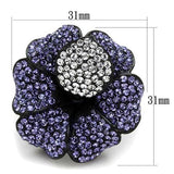 TK1618 - IP Black(Ion Plating) Stainless Steel Ring with Top Grade Crystal  in Tanzanite - Alamode