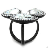 TK1619 - IP Black(Ion Plating) Stainless Steel Ring with Top Grade Crystal in Clear - Alamode - Flyclothing LLC