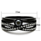 TK1620 - IP Black(Ion Plating) Stainless Steel Ring with Top Grade Crystal  in Hematite - Alamode