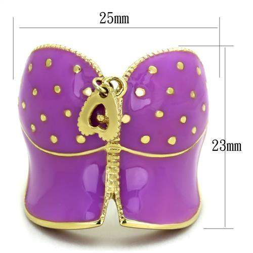 TK1621 - IP Gold(Ion Plating) Stainless Steel Ring with Epoxy in Amethyst - Alamode - Flyclothing LLC