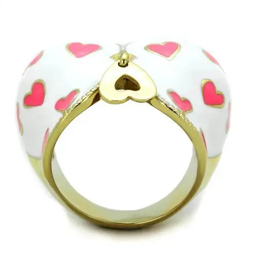 TK1622 - IP Gold(Ion Plating) Stainless Steel Ring with Epoxy in Multi Color - Alamode - Flyclothing LLC