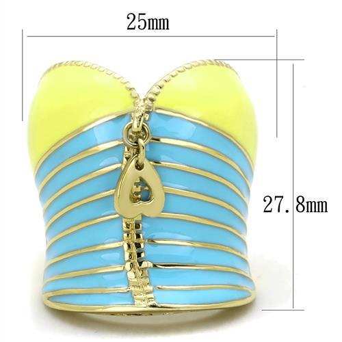 TK1623 - IP Gold(Ion Plating) Stainless Steel Ring with Epoxy in Multi Color - Alamode - Flyclothing LLC