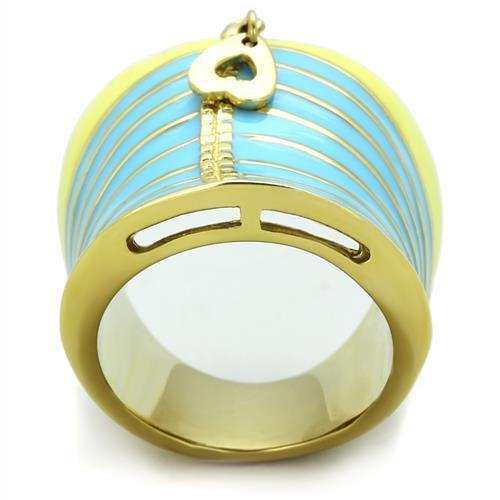 TK1623 - IP Gold(Ion Plating) Stainless Steel Ring with Epoxy in Multi Color - Alamode - Flyclothing LLC