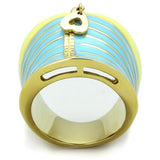 TK1623 - IP Gold(Ion Plating) Stainless Steel Ring with Epoxy  in Multi Color - Alamode
