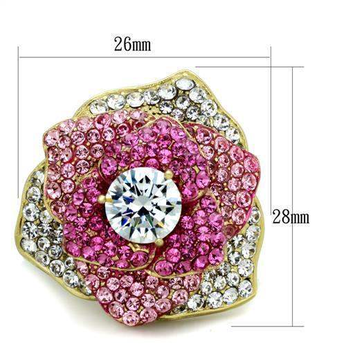 TK1624 - IP Gold(Ion Plating) Stainless Steel Ring with AAA Grade CZ in Clear - Alamode - Flyclothing LLC