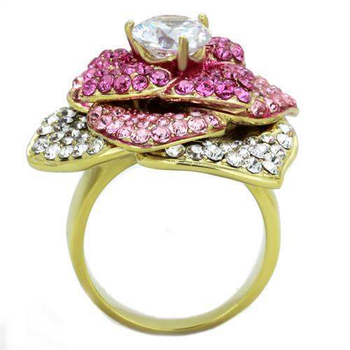 TK1624 - IP Gold(Ion Plating) Stainless Steel Ring with AAA Grade CZ in Clear - Alamode - Flyclothing LLC